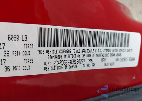 2014 Dodge Grand Caravan R/T from USA, damaged, VIN 2C4RDGEG4ER190277